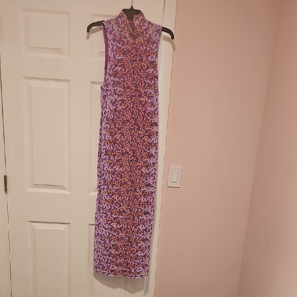 AFRM Purple Sheath Maxi Dress Mock Neck